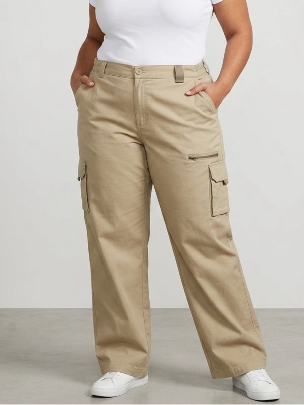 Dickies Relaxed Fit Cargo Pants Khaki Beige Women's Size 24 Regular NWT